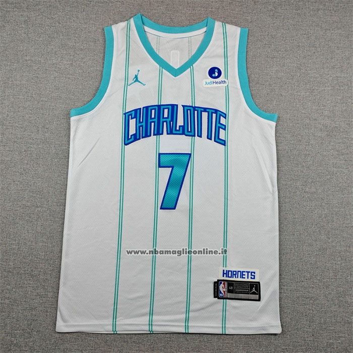 Maglia Charlotte Hornets Kon Knueppel No 7 Association 2025-26 Bianco